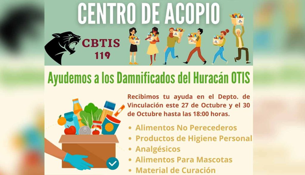 Cbtis 119 se une a la causa y colecta víveres para damnificados de